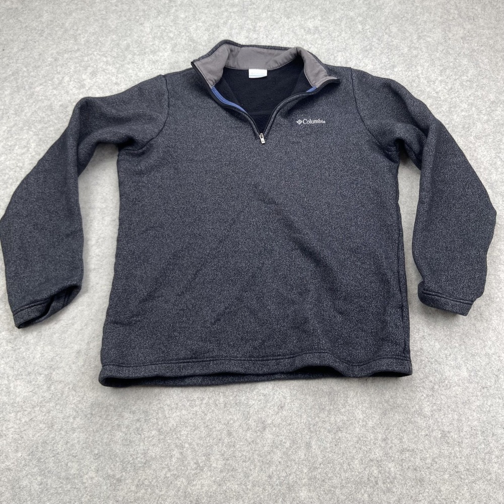 Columbia Pullover Mens Medium Gray 1/4 Zip Fleece Lined Mock Neck Outdoor